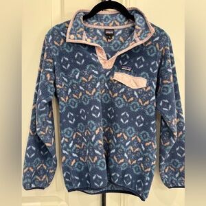 Patagonia Kids Blue and Pink Patterned Fleece Jacket